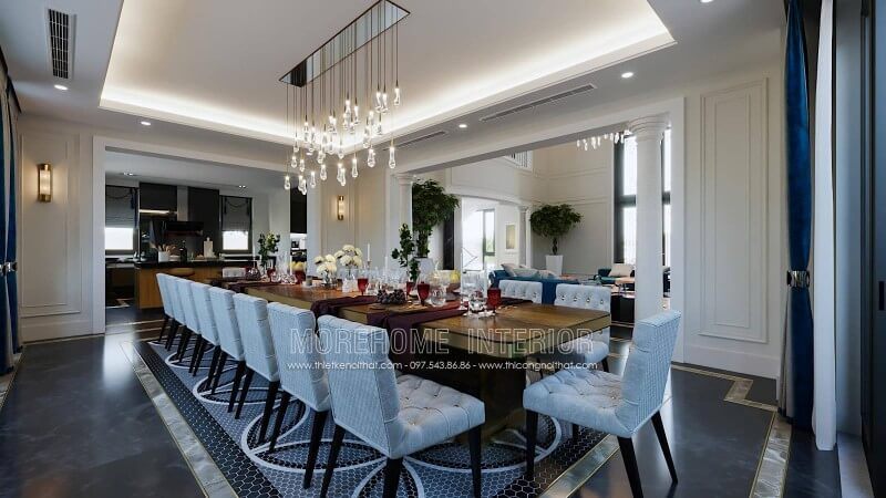 Phòng ăn biệt thự được trang trí sang trọng với nội thất đẹp.